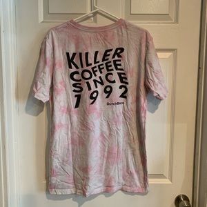 EUC Dutch Bros Pink Tie Dyed T-shirt Large